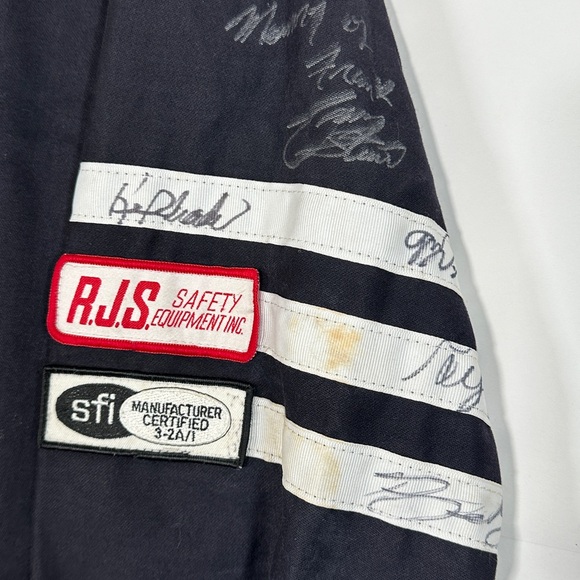 Vintage RJS Racing Equipment Mens Black Jacket Zip-Up Embroidered Signed 1990s - Picture 7 of 14
